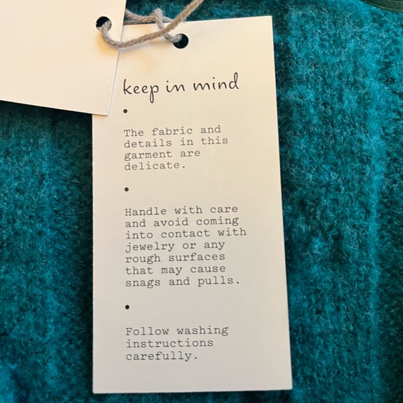 Emerald green cable knit cardigan with jeweled buttons. - Picture 7 of 7